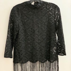 Zara lace w/ fringe cropped top small party look